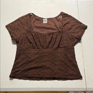 No Boundaries Brown Lace Blouse
